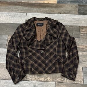 BCBGMaxAzria Brown Plaid Women's Blazer